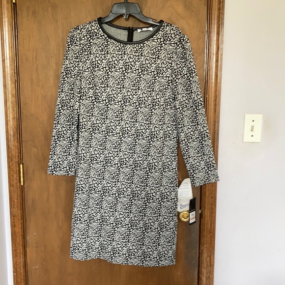 Nine West dress faux leather neckline abstract animal print like 12 - Picture 11 of 16